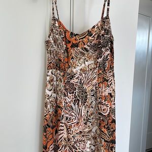 Free People Forever Yours Smocked Slip Dress-NEW WITH TAGS, Orange Black, Small